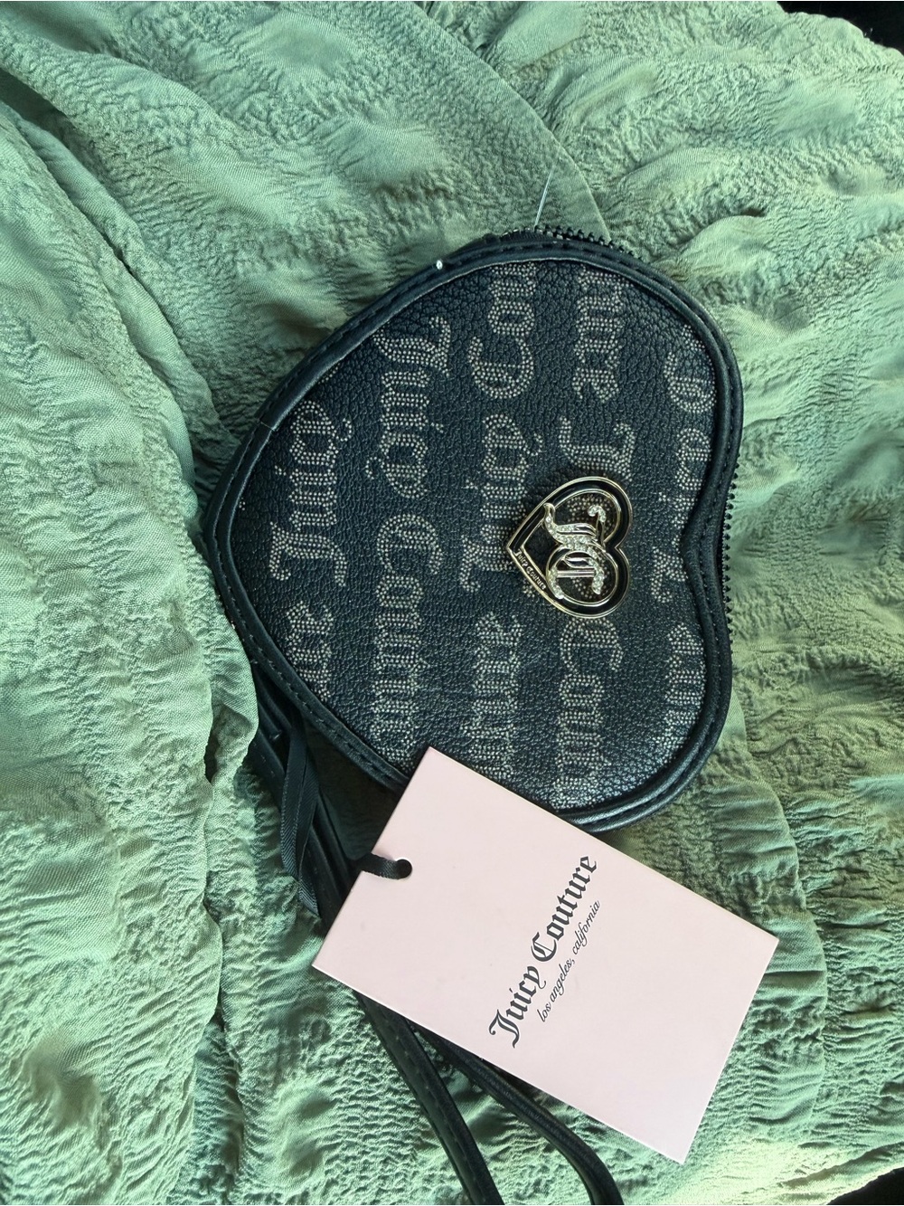 Juicy Couture Black Heart Mini Crossbody with Gold Emblem